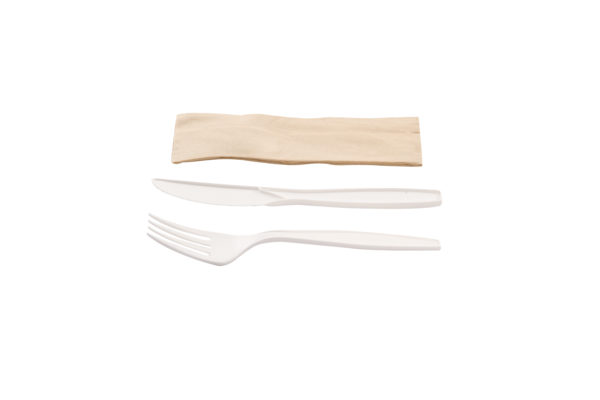 Set maíz Cuchillo,Tenedor y Servilleta Kraft(10*50