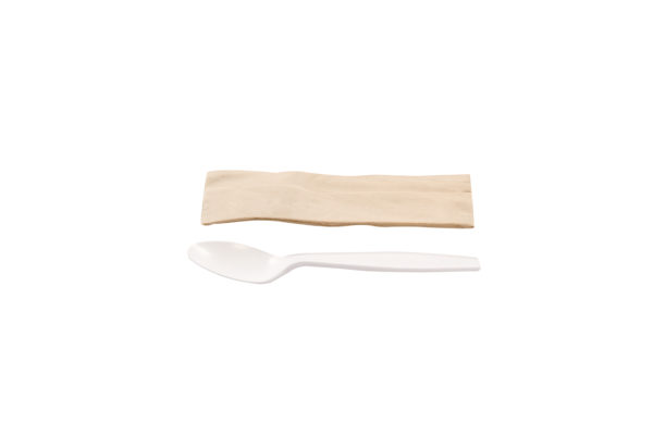 Set cuchara con maíz y servilleta kraft (10*50)