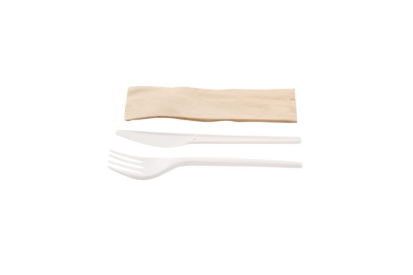 Set CPLA cuchillo, tenedor y servileta (10*50)