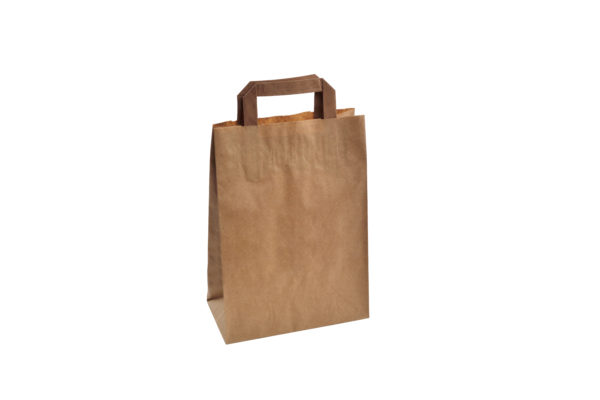 Bolsa de papel kraft con asa plana 22x29+10(5*50)
