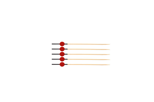 pincho brocheta bambu rojo y negro (25x90)
