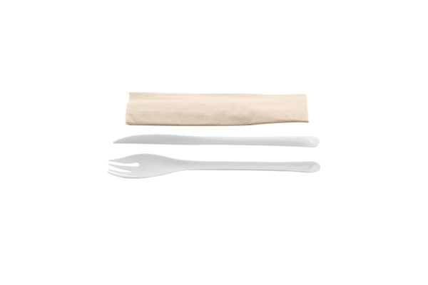 Eko-Set CPLA blanco cuchara,tenedor,cuchillo+serv