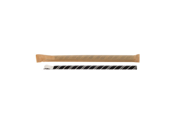 Caña de papel negra lin. blancas cuchara env.200*8