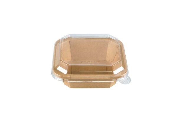 Ensaladera octogonal cartón kraft 500ml(12*25)tapa