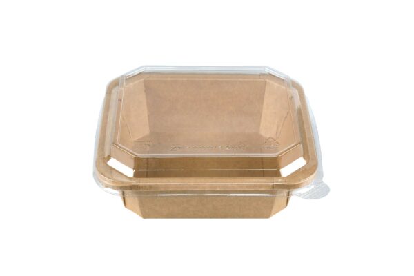 Ensaladera octogonal cartón kraft 1000ml(12*25)tap